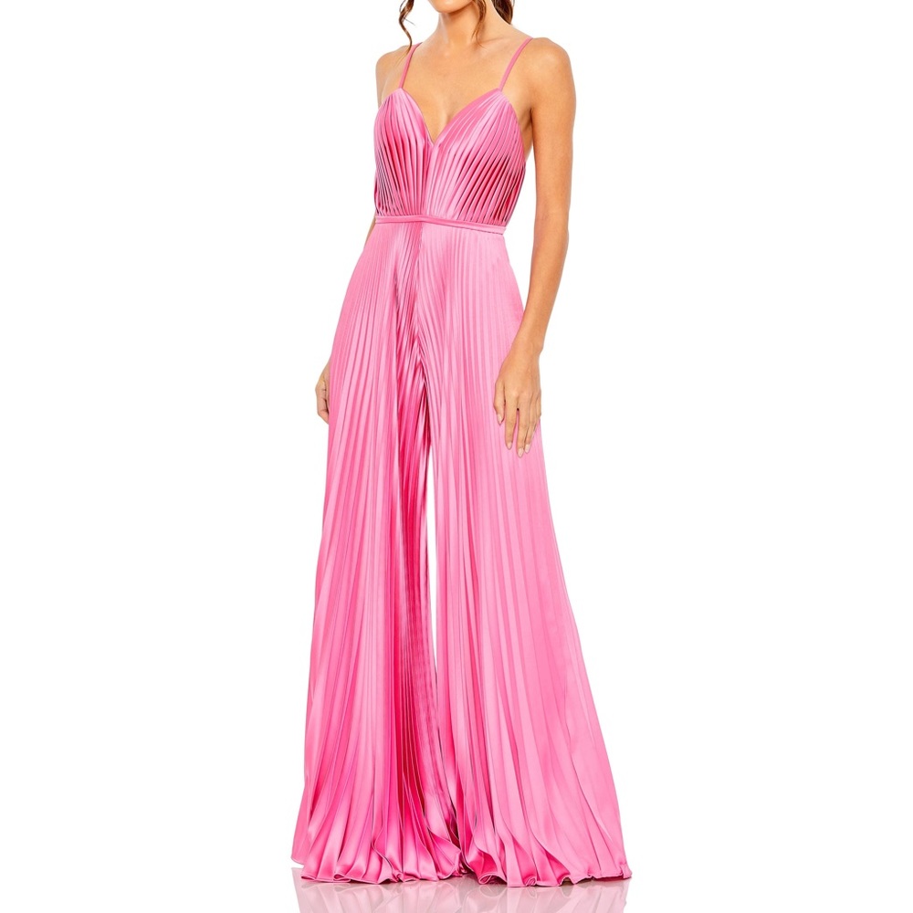 Ieena for Mac Duggal Pleated Satin Jumpsuit